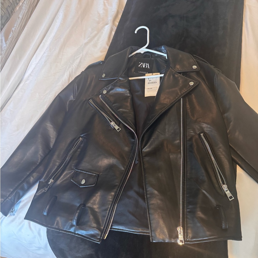 Zara oversized leather jacket